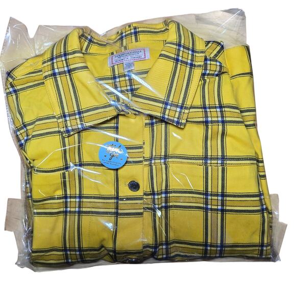 Guess Originals Yellow Plain Flannel Button Up Jacket Clueless Y2K 90s Small LN - Picture 9 of 12